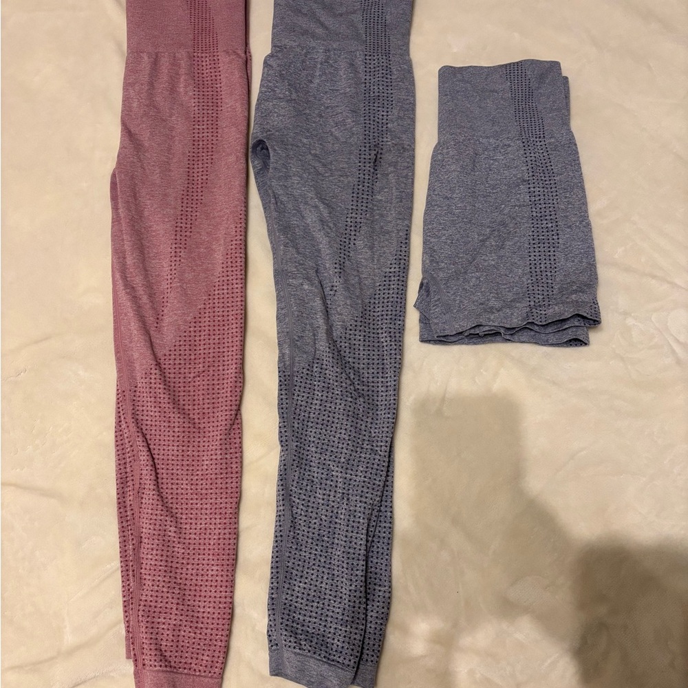 Set of 3- Workout Leggings and Shorts- (Gym Shark Inspired)